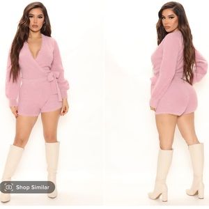 Warm And Fuzzy Sweater Short Set - Mauve